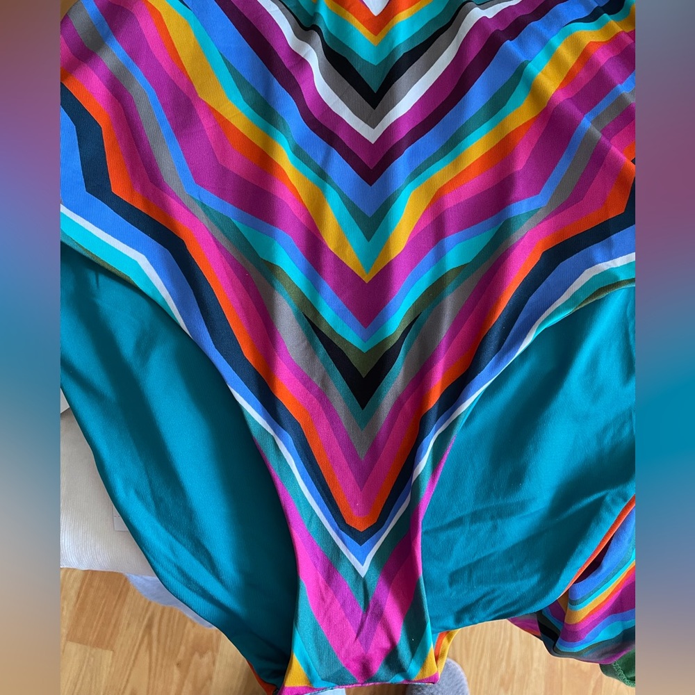 Trina Turk Multi-Color Chevron Long-Sleeve One-Piece Swimsuit - Picture 11 of 13